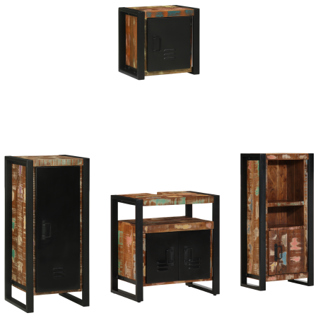 Juego de muebles de baño 4 pcs Madera reciclada maciza