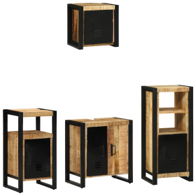 Juego de muebles de baño 4 pcs Marrón Madera de mango maciza