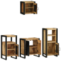 Juego de muebles de baño 4 pcs Marrón Madera de mango maciza