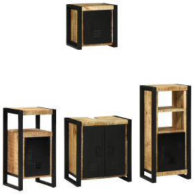 Juego de muebles de baño 4 pcs Marrón Madera de mango maciza