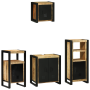 Juego de muebles de baño 4 pcs Marrón Madera de mango maciza