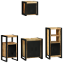 Juego de muebles de baño 4 pcs Marrón Madera de mango maciza