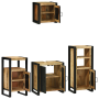 Juego de muebles de baño 4 pcs Marrón Madera de mango maciza