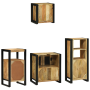 Juego de muebles de baño 4 pcs Marrón Madera de mango maciza