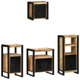 Juego de muebles de baño 4 pcs Marrón Madera de mango maciza
