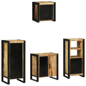 Juego de muebles de baño 4 pcs Marrón Madera de mango maciza