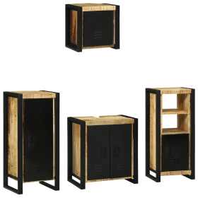 Juego de muebles de baño 4 pcs Marrón Madera de mango maciza