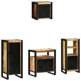 Juego de muebles de baño 4 pcs Marrón Madera de mango maciza