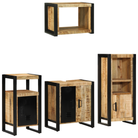 Juego de muebles de baño 4 pcs Marrón Madera de mango maciza