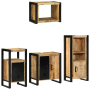 Juego de muebles de baño 4 pcs Marrón Madera de mango maciza
