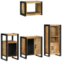 Juego de muebles de baño 4 pcs Marrón Madera de mango maciza
