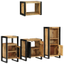 Juego de muebles de baño 4 pcs Marrón Madera de mango maciza