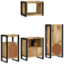 Juego de muebles de baño 4 pcs Marrón Madera de mango maciza