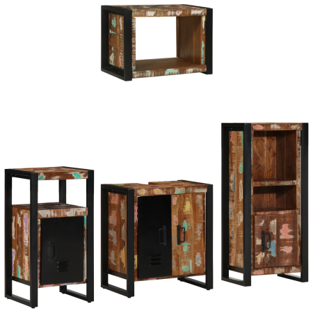 Juego de muebles de baño 4 pcs Madera reciclada maciza