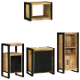 Juego de muebles de baño 4 pcs Marrón Madera de mango maciza