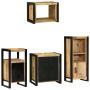 Juego de muebles de baño 4 pcs Marrón Madera de mango maciza