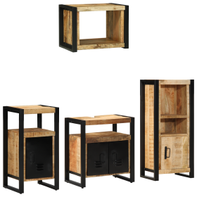 Juego de muebles de baño 4 pcs Marrón Madera de mango maciza