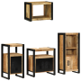Juego de muebles de baño 4 pcs Marrón Madera de mango maciza