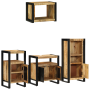 Juego de muebles de baño 4 pcs Marrón Madera de mango maciza