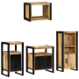 Juego de muebles de baño 4 pcs Marrón Madera de mango maciza