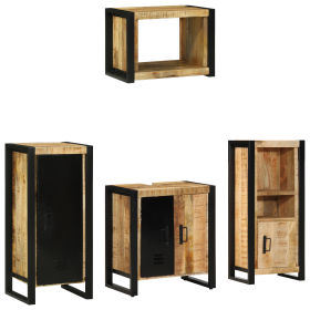 Juego de muebles de baño 4 pcs Marrón Madera de mango maciza