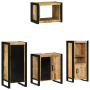 Juego de muebles de baño 4 pcs Marrón Madera de mango maciza