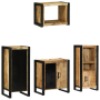 Juego de muebles de baño 4 pcs Marrón Madera de mango maciza