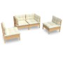 Gartenmöbel 4 Stück und Kissen aus massivem Kiefernholz creme von vidaXL, Gartensets - Ref: Foro24-3096172, Preis: 316,34 €, ...