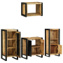 Juego de muebles de baño 4 pcs Marrón Madera de mango maciza