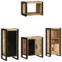 Juego de muebles de baño 4 pcs Marrón Madera de mango maciza