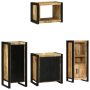Juego de muebles de baño 4 pcs Marrón Madera de mango maciza