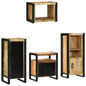 Juego de muebles de baño 4 pcs Marrón Madera de mango maciza