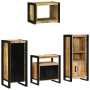 Juego de muebles de baño 4 pcs Marrón Madera de mango maciza