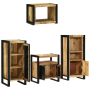 Juego de muebles de baño 4 pcs Marrón Madera de mango maciza