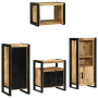 Juego de muebles de baño 4 pcs Marrón Madera de mango maciza