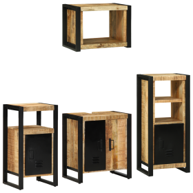 Juego de muebles de baño 4 pcs Marrón Madera de mango maciza