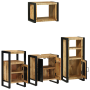 Juego de muebles de baño 4 pcs Marrón Madera de mango maciza