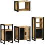 Juego de muebles de baño 4 pcs Marrón Madera de mango maciza