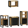 Juego de muebles de baño 4 pcs Marrón Madera de mango maciza