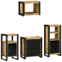 Juego de muebles de baño 4 pcs Marrón Madera de mango maciza