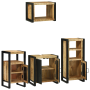 Juego de muebles de baño 4 pcs Marrón Madera de mango maciza