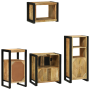 Juego de muebles de baño 4 pcs Marrón Madera de mango maciza