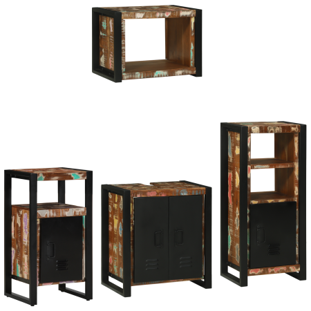 Juego de muebles de baño 4 pcs Madera reciclada maciza