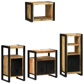Juego de muebles de baño 4 pcs Marrón Madera de mango maciza