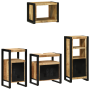 Juego de muebles de baño 4 pcs Marrón Madera de mango maciza