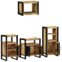 Juego de muebles de baño 4 pcs Marrón Madera de mango maciza