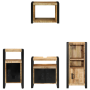 Juego de muebles de baño 4 pcs Marrón Madera de mango maciza