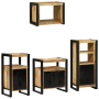 Juego de muebles de baño 4 pcs Marrón Madera de mango maciza