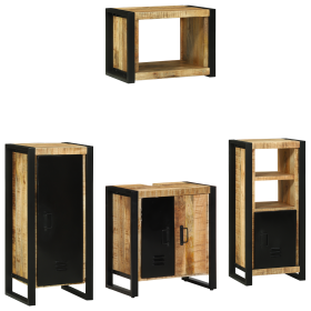 Juego de muebles de baño 4 pcs Marrón Madera de mango maciza
