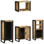 Juego de muebles de baño 4 pcs Marrón Madera de mango maciza
